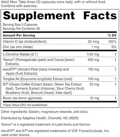 Nugenix Total-T2 - Testosterone Booster and Nitric Oxide Booster for Men, Tesnor, S7, ElevATP, Tongkat, Citrulline, Nitric Oxide and Testosterone Supplement for Men (90 Count)